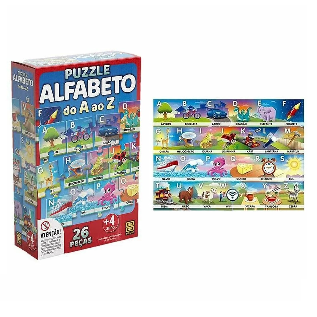 Jogo Infantil Educativo Aprendendo O Alfabeto 26 Peças Coluna - Papelaria  Criativa